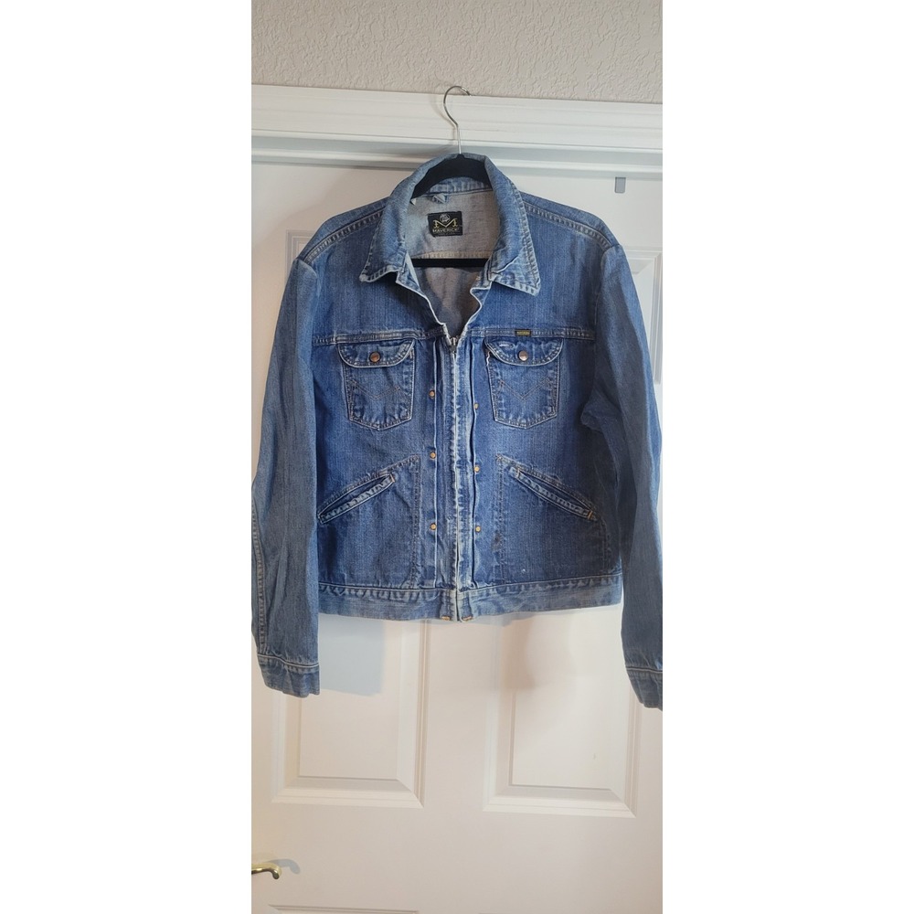 Vintage Maverick Blue Bell denim zip up jacket Size 48. Brad Pitt.  Rare